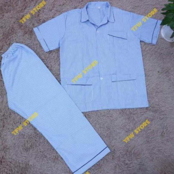 Bộ Pijama Cộc Tay - Bộ Kẻ Nam Trung Niên 👑  ༷ 