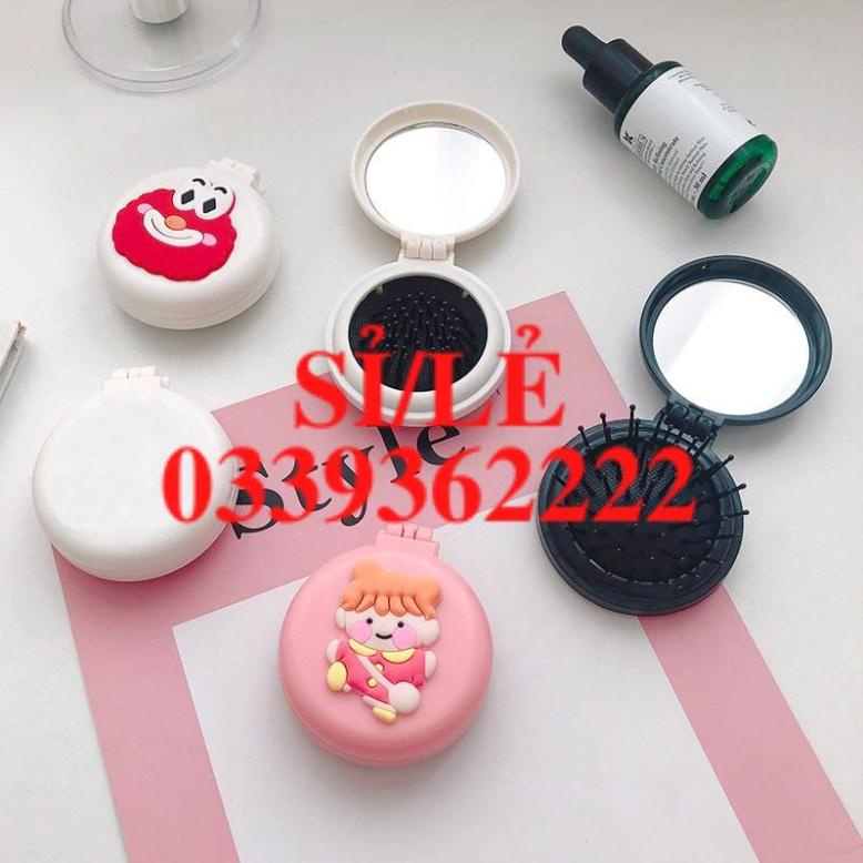 [ HAIANHSHOP ] Bộ Gương Lược Gấp Gọn Phong Cách Hàn Quốc - Gương Gấp Bỏ Túi Kèm Lược Massage 6.5*7.4cm Duashop &gt;