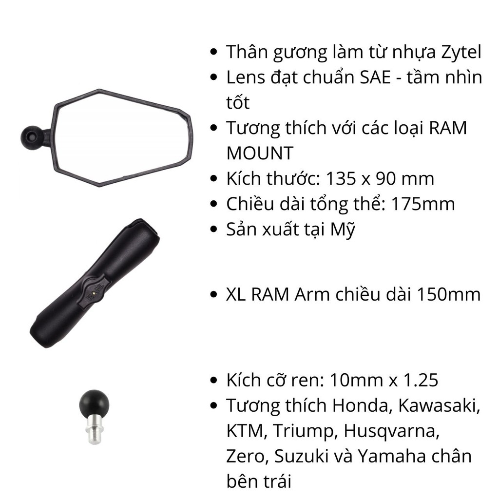Gương Chiếu Hậu Doubletake Adventure Bluecard Cao Cấp Cho Xe Máy Xe Moto Cào Cào ADV Xe PKL - Chrunix