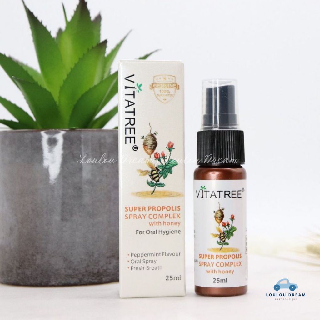 Chai xịt keo ong Vitatree giảm đau họng 25ml của Úc