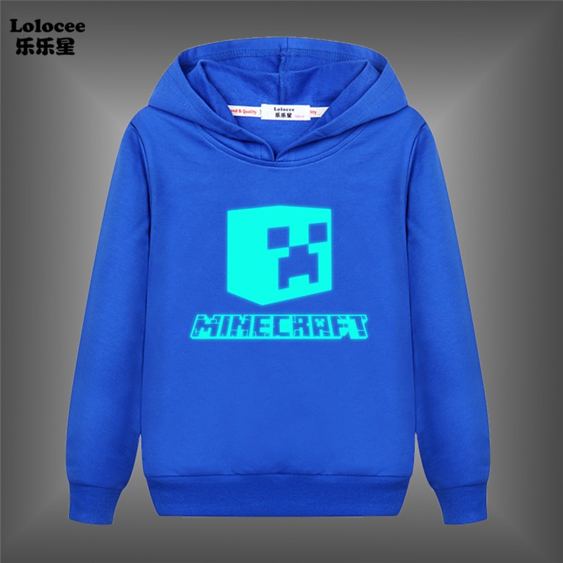 Boys Minecraft Glowing In The Dart Sweatshirt Kids Long Sleeve Pullover Hoodie Luminouse Clothes