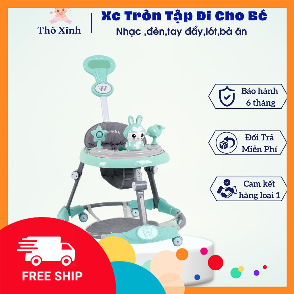 Xe tròn, xe tập đi tròn cao cấp có nhạc, có điều chỉnh độ cao