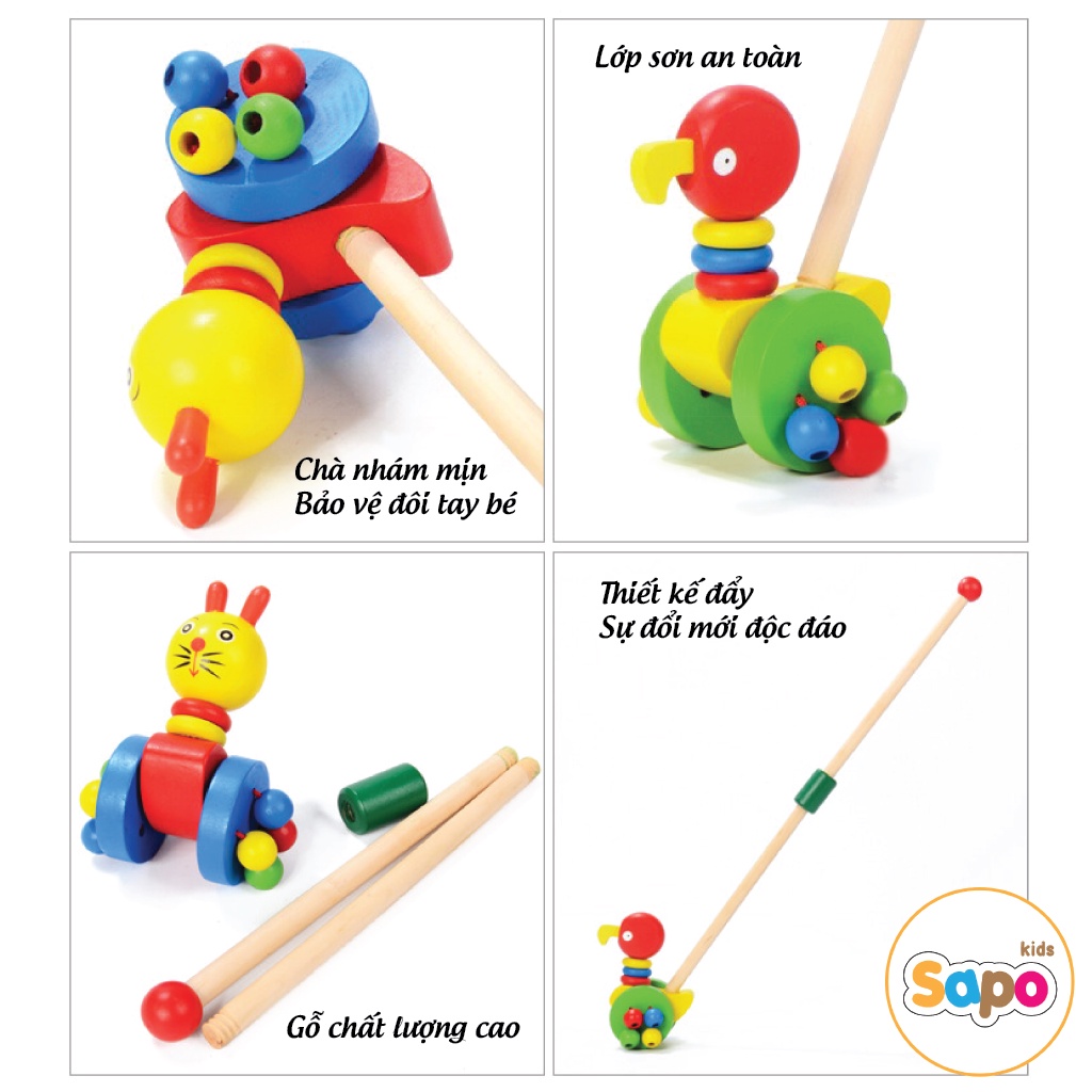 Đồ chơi xe đẩy gỗ hình thú cho trẻ sapo kids