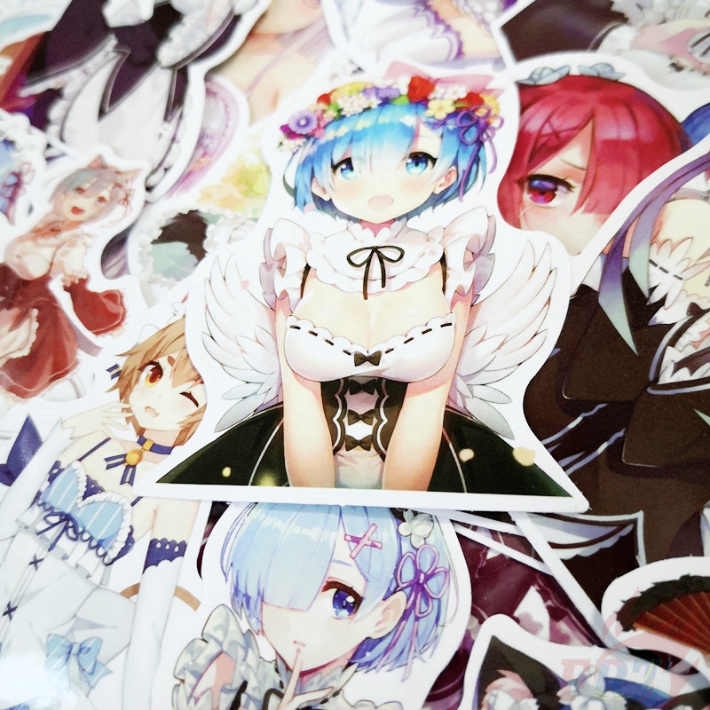 ❉ Re:Zero Series 02 - Anime Cartoon Rem Ram Emilia Stickers ❉ 50Pcs/Set DIY Fashion Mixed Waterproof Doodle Decals Stickers