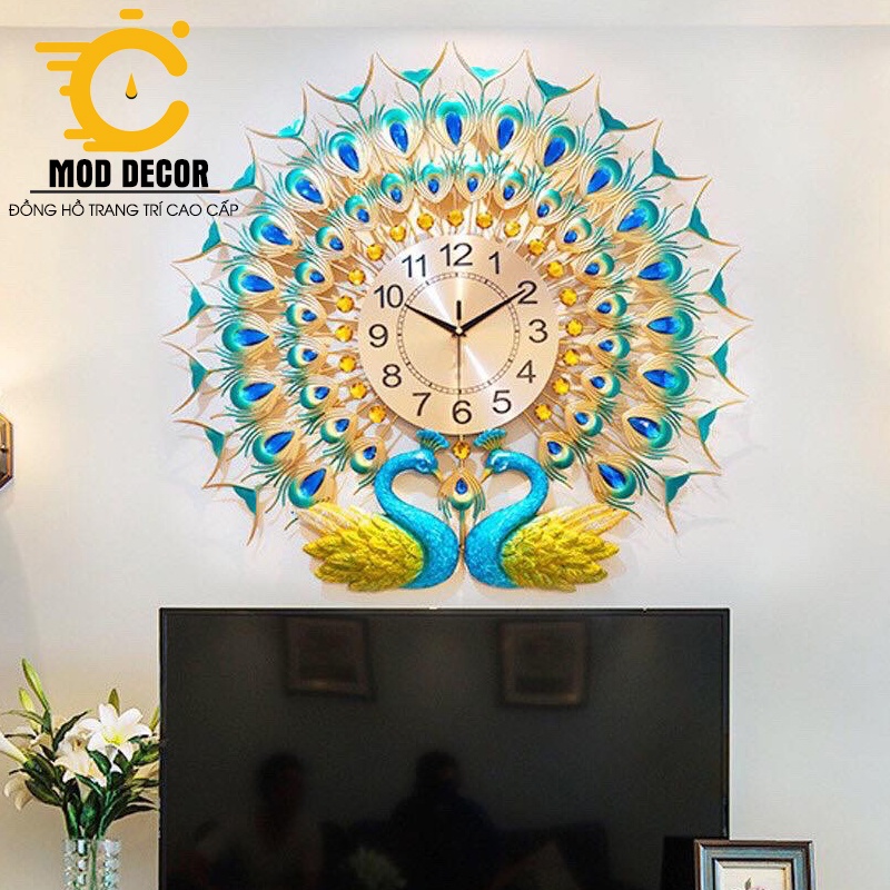 Đồng hồ treo tường kim trôi Công đôi song hỷ 618 - 612