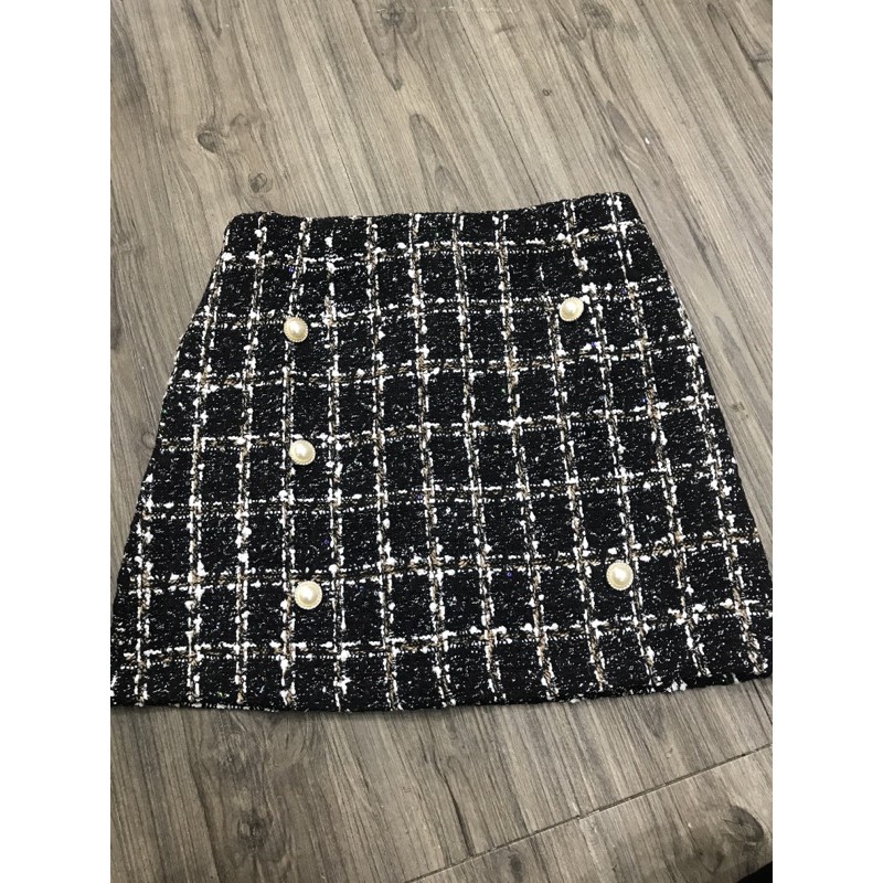 Chân váy dạ kẻ khuy Ngọc 2 nắp túi | BigBuy360 - bigbuy360.vn