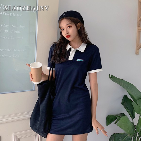Đầm tay ngắn có cổ và họa tiết thêu theo phong cách Hàn Quốc Xiaozhainv | BigBuy360 - bigbuy360.vn