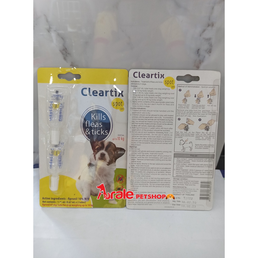 Thuốc nhỏ gáy Cleartix cho chó dưới 10kg ( 1 tuýp )