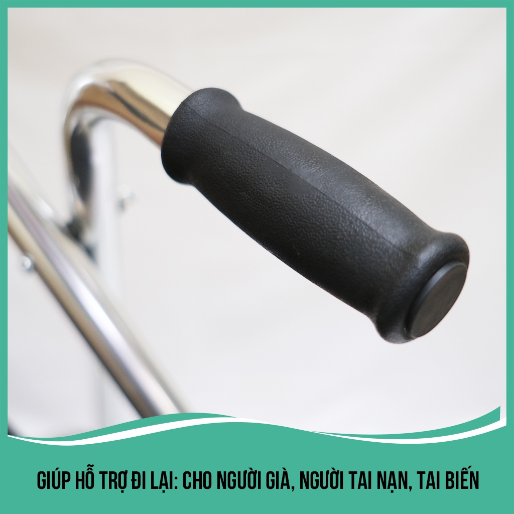 Khung tập đi LUCASS W9 - Dùng cho bệnh nhân phục hồi chức năng đi lại - Khung nhôm có ghế ngồi bọc da cho người già,