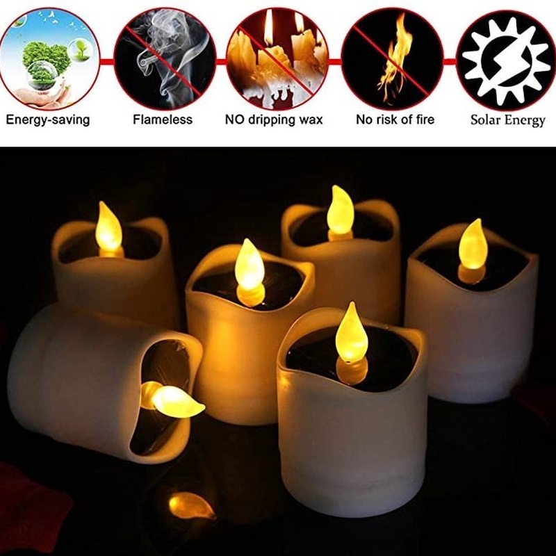 1 Đèn LED Năng Lượng Mặt Trời Hình Nến Chống Thấm Nước Trang Trí Nhà Cửa