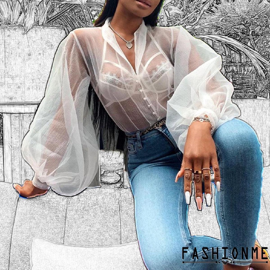 Áo vải lưới xuyên thấu tay dài dành cho bạn nữ | BigBuy360 - bigbuy360.vn