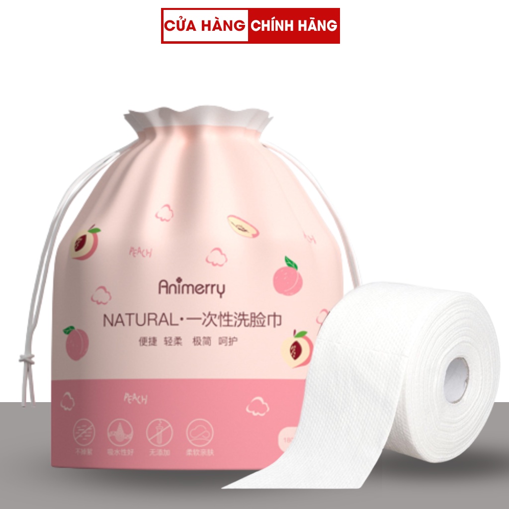 Bông Tẩy Trang, Khăn Lau Mặt Dùng 1 Lần Animerry Cuộn 40 Khăn - Siêu Mềm, Thấm Hút Cực Tốt - Acosmetics, 50G