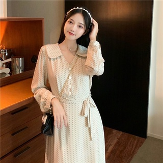 Váy tay dài chấm bi