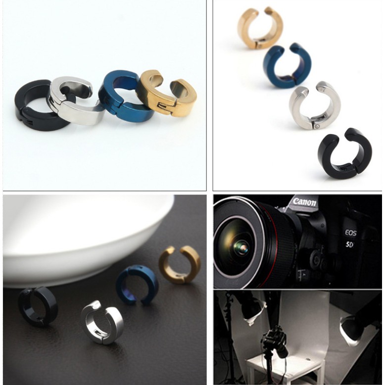 Khuyên tai màu trơn đơn giản thời trang Hàn Quốc hip hop không bấm lỗ dễ phối đồ dành cho nam và nữ