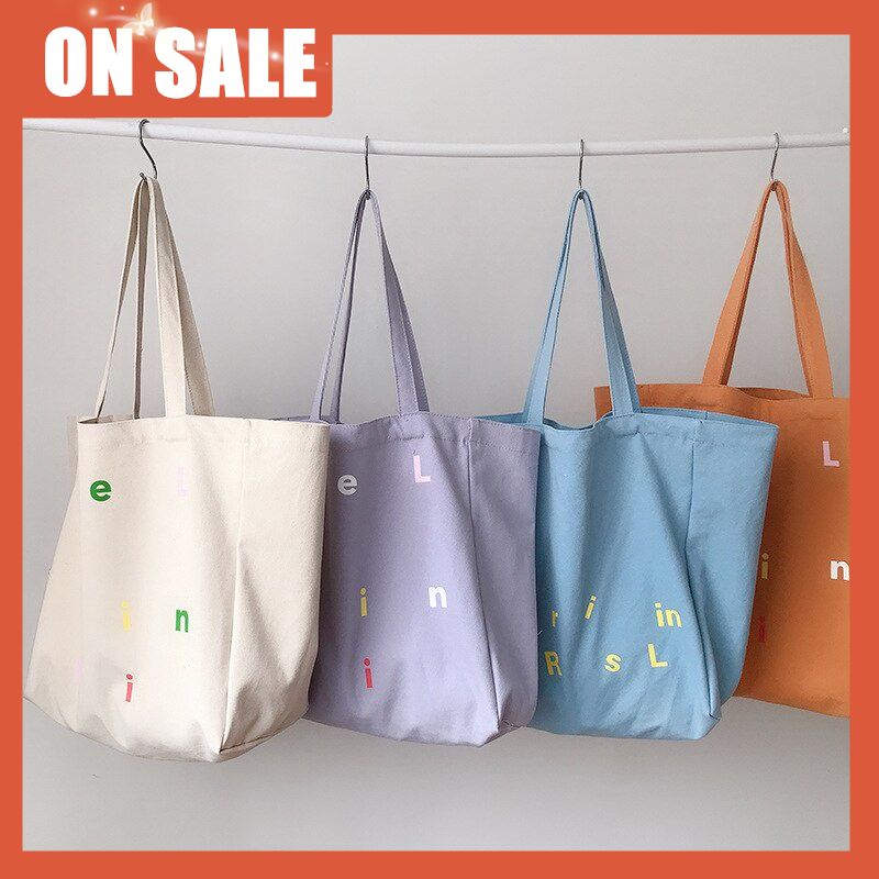 Túi Xách Canvas Cỡ Lớn In Chữ Đơn Giản Thời Trang Cho Nữ