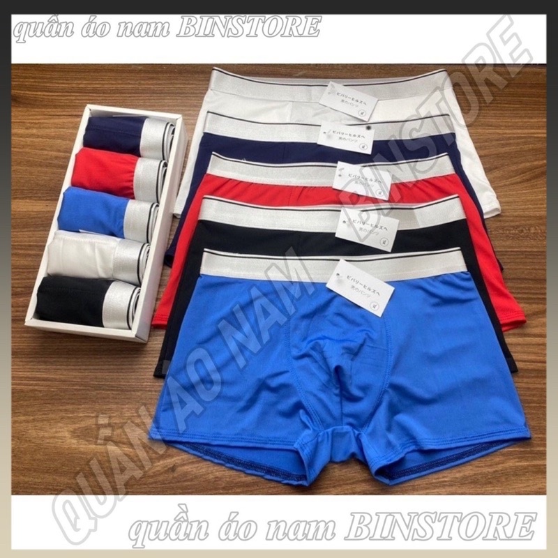 Hộp 4 Quần lót trơn đùi nam, quần sịp nam trơn giao màu ngẫu NHIÊN Vải Thun Lạnh(chất mát,thoáng khí),co giãn 4 chiều