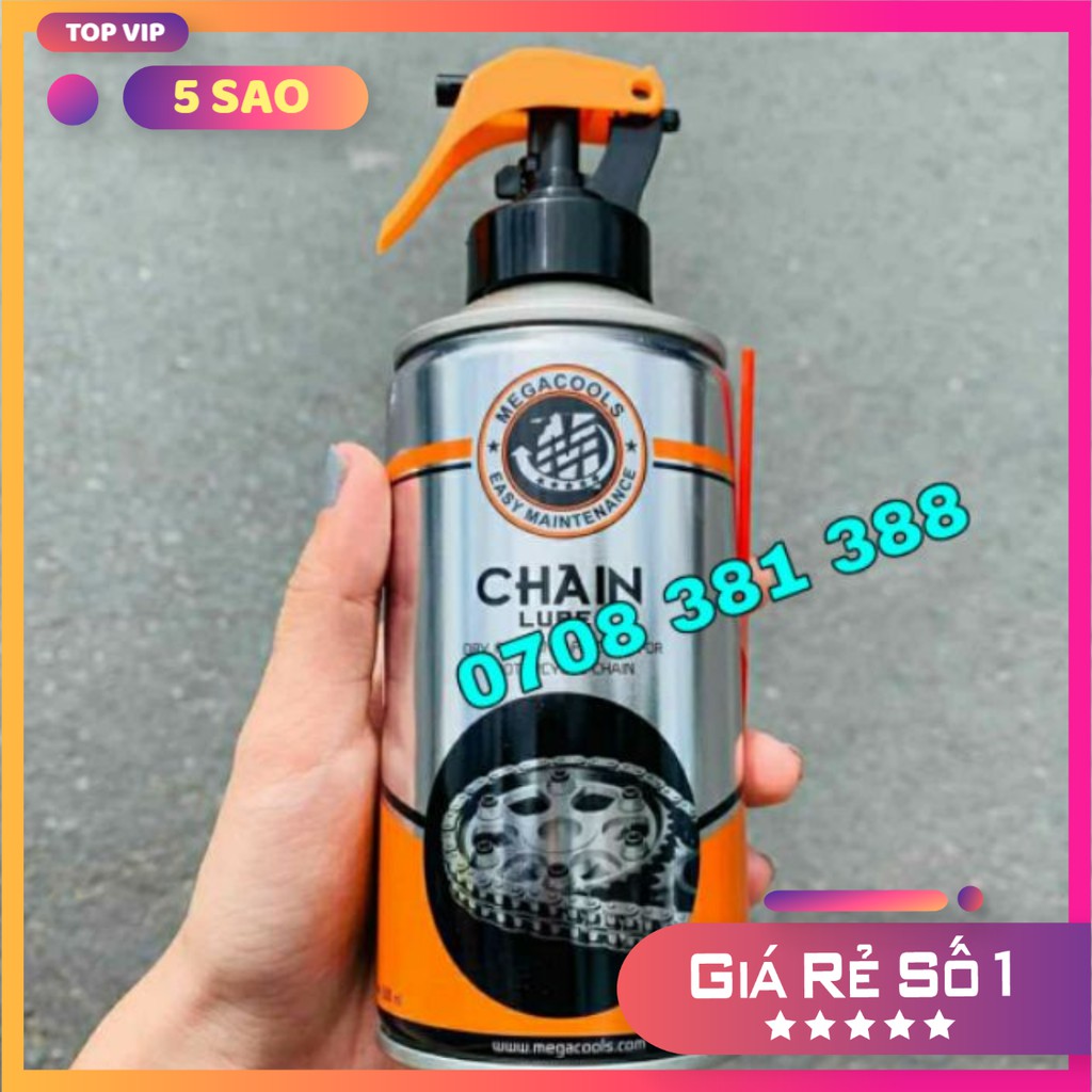 Chai xịt sên [LOẠI TỐT NHẤT] Megacool rửa sên và dưỡng sên cho tất cả xe máy