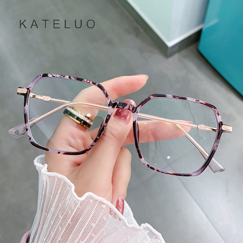 Kính mát gọng tròn chống tia sáng xanh gọng lớn KATELUO lk307 thời trang cho nam và nữ tr90