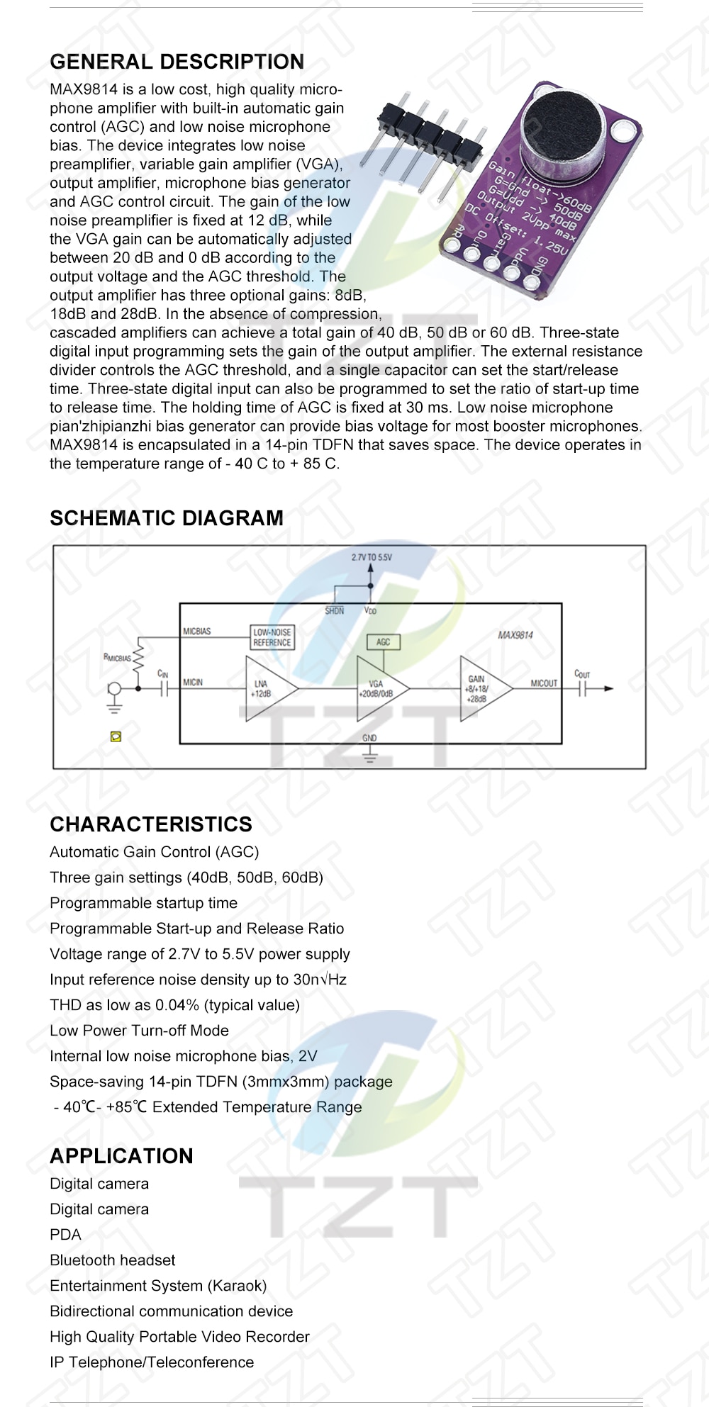 Bảng Mạch Khuếch Đại Âm Thanh Micro Max9814 Cao Cấp Cho Arduino