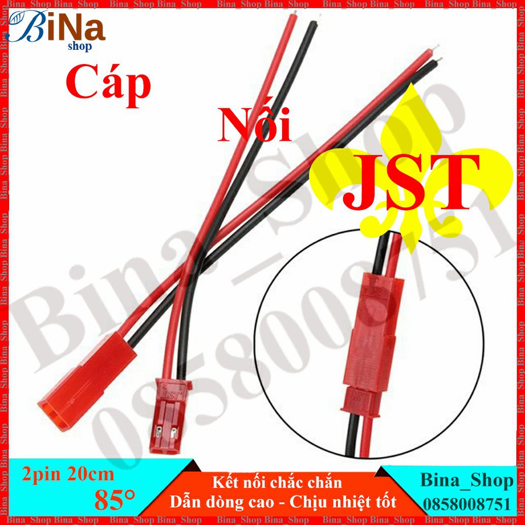 [10 cặp] Cáp JST 2P đực cái 10cm/15cm Cáp sạc JST đỏ
