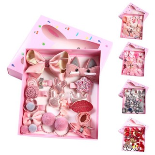 Hôp phụ kiện kẹp cột tóc 17 món cute cho bé - Màu ngẫu nhiên