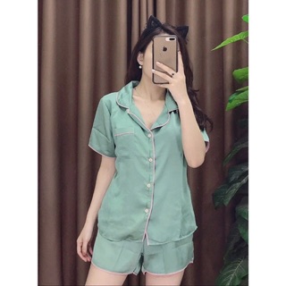 Bộ Lụa Cộc Mặc Nhà Sang Chảnh💋free ship💋 ảnh thật