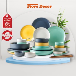 Bộ bát đĩa cao cấp 46 món Macaron cho 10 người có hộp đẹp làm quà tặng tân gia