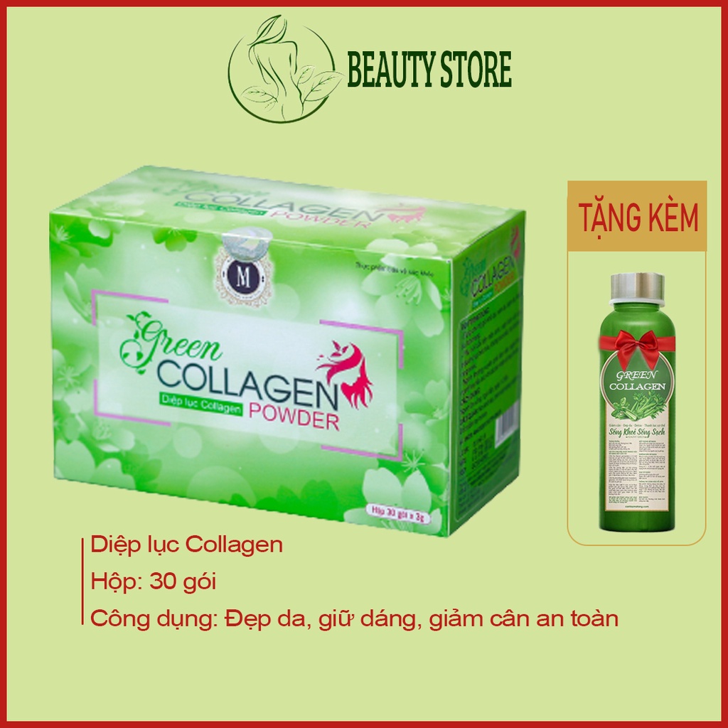 Diệp lục Collagen Green Powder Collagen chính hãng Hộp 30 gói