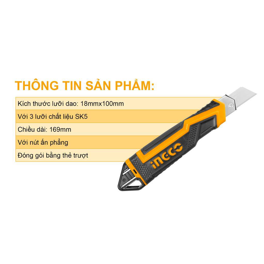 Dao rọc giấy Ingco HKNS16538 x3 lưỡi dao 18mm x 100mm, chiều dài: 169mm