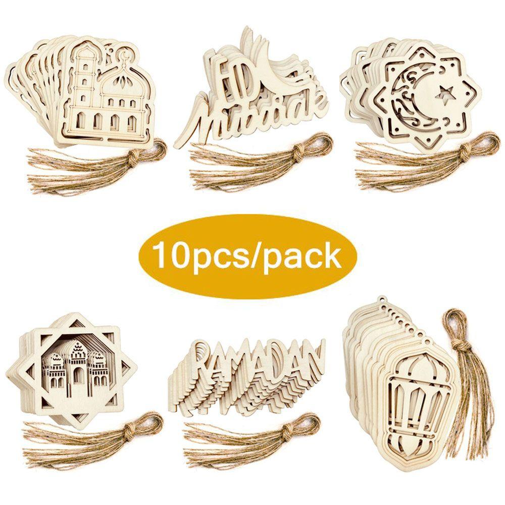 CONOPERY Set 10 Phụ Kiện Treo Trang Trí Bằng Gỗ Phong Cách Hồi Giáo