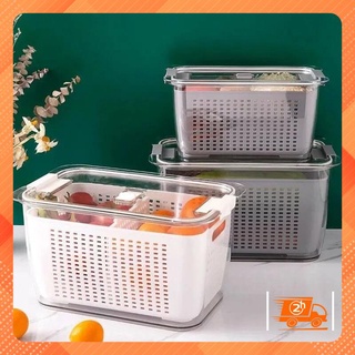 [HÀNG NHẬT] Hộp Đựng Thức Ăn Kèm Rổ Để Tủ Lạnh 2 Lớp Có Nắp Đậy (Không có thanh chia ngăn)