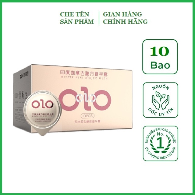 Bao cao su gân gai, nhiều gel, kéo dài thời gian Olo Vàng hồng - 10 chiếc