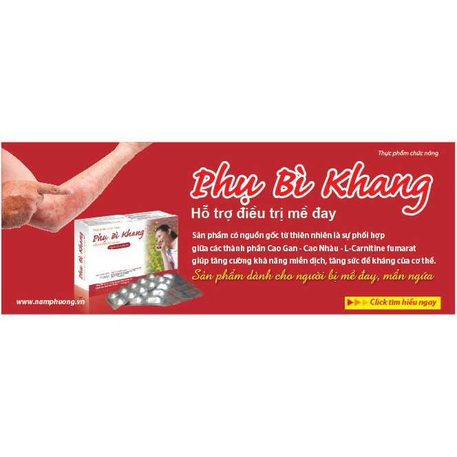 Phụ Bì Khang - Hỗ trợ điều trị mề đay, mẩm đỏ từng đám (Hộp 30 viên)