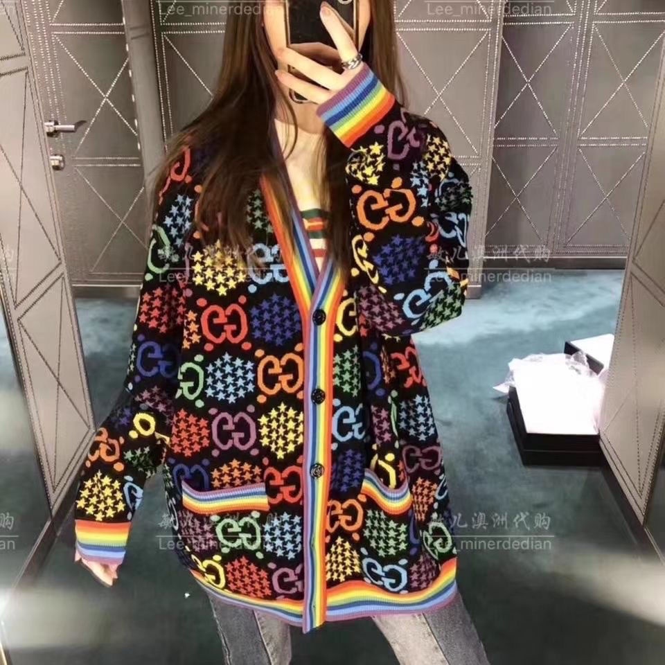 Hàng Có Sẵn!Gucci!Áo Khoác Cardigan Dệt Kim Thiết Kế Mới Thời Trang Dành Cho Cặp Đôi