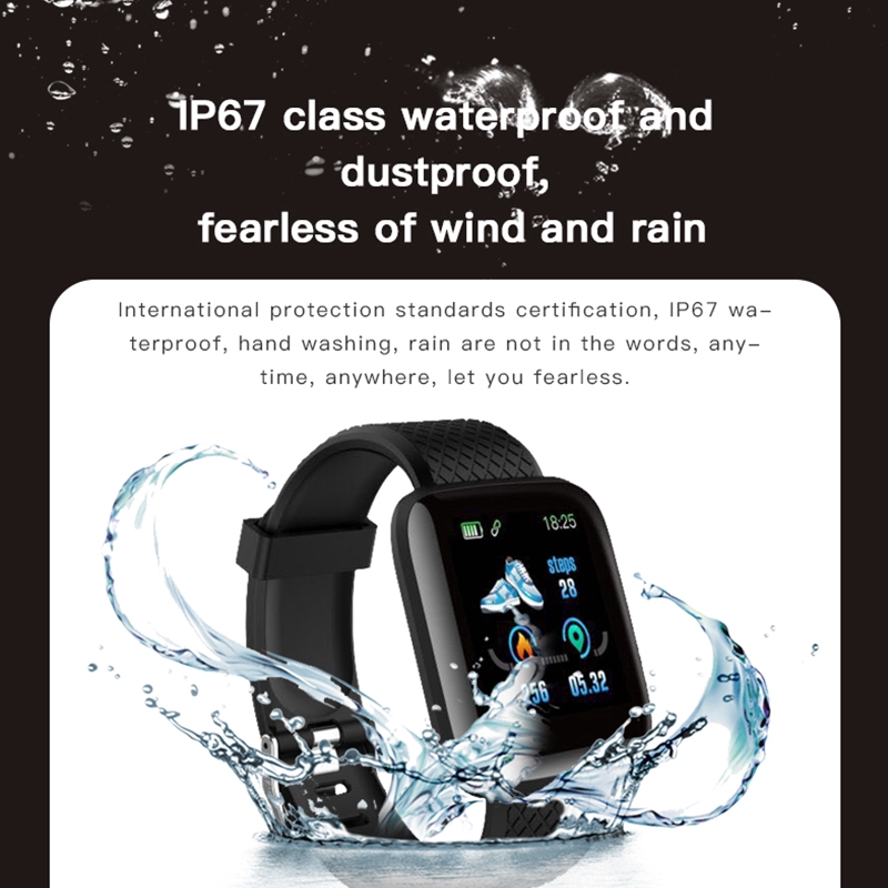 Đồng hồ thông minh ID116 Plus IP67 thể thao chống thấm nước và đo nhịp tim