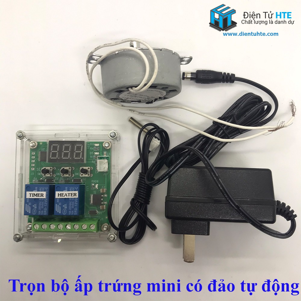 [COMBO] Mạch ấp trứng HTE-W1209ST kèm nguồn 12V1A - kèm motor đảo [HTE Quy Nhơn CN2]