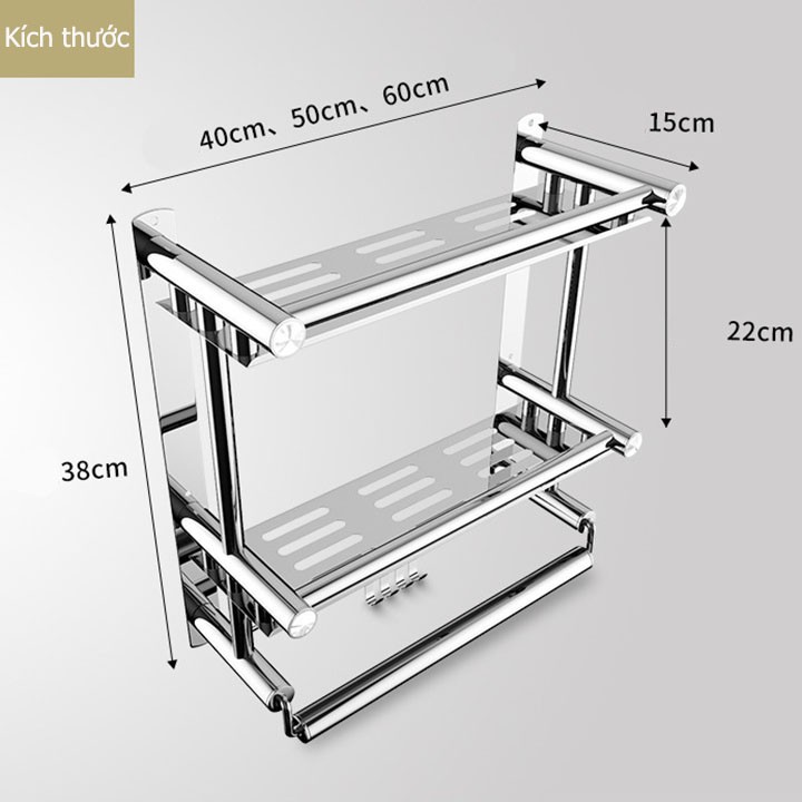 Kệ Phòng Tắm 3 Tầng Inox Đa Năng Dính Tường Mengni