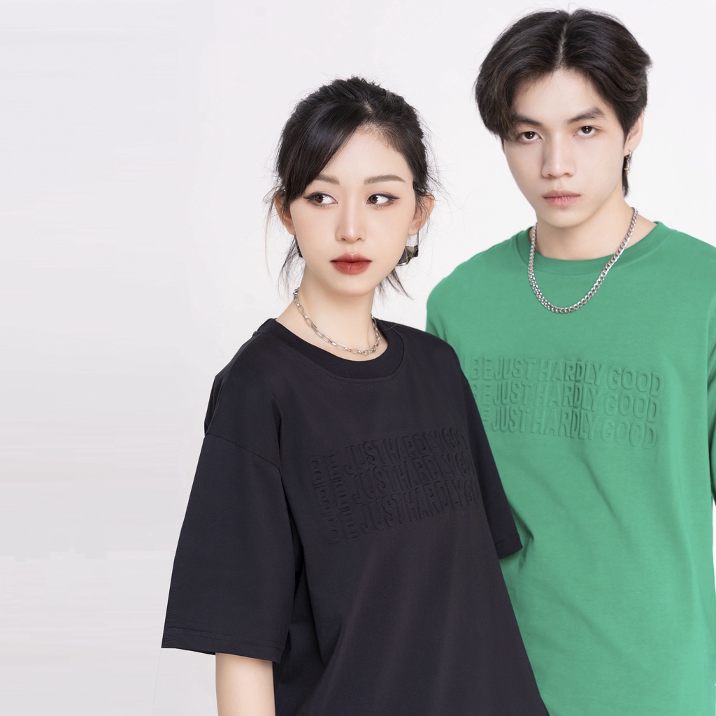 Áo Thun Unisex BJHG dập nổi BE JUST HARDLY GOOD phông tay lỡ nam nữ form rộng Local Brand