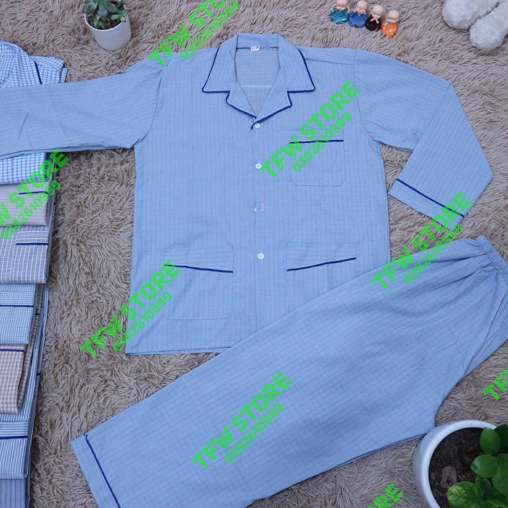 [Ảnh Thật] Bộ pijama nam trung niên vải kate kẻ sọc (pyjama, dài tay), quần áo mặc nhà, bộ ngủ cho ông, cho bố - Hàng VN | BigBuy360 - bigbuy360.vn