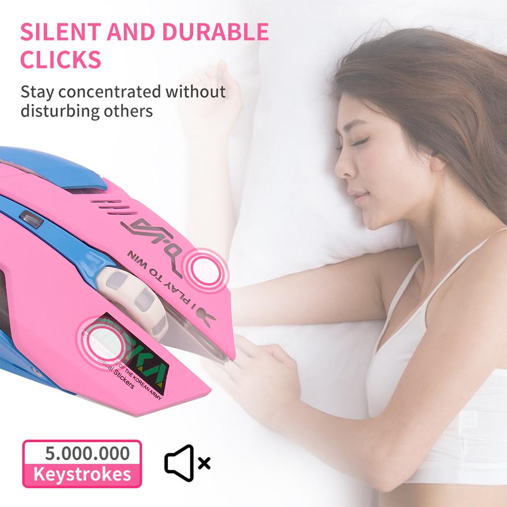 Chuột không dây 2400 DPI Màu Hồng Dễ Thương Có Thể Sạc Lại