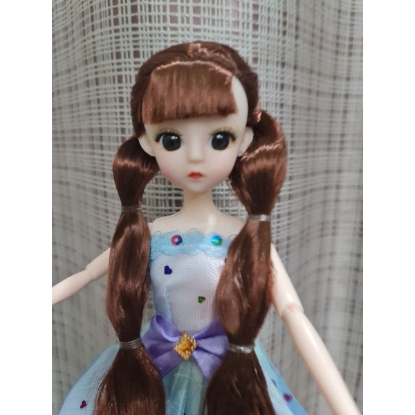Búp bê có khớp mắt thủy tinh tóc dài, dày, size 30cm