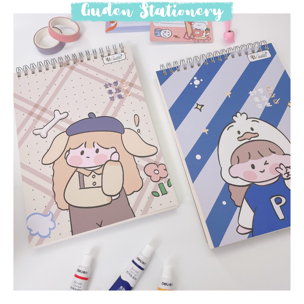 Sổ tay vẽ chì, sổ tay vẽ ký họa, Sketchbook A5 cô gái dễ thương_Guden Stationery