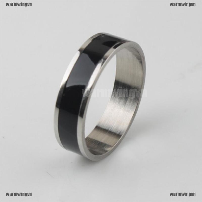 Nhẫn Thép Titan Không Gỉ Màu Đen Thời Trang Size 16-22