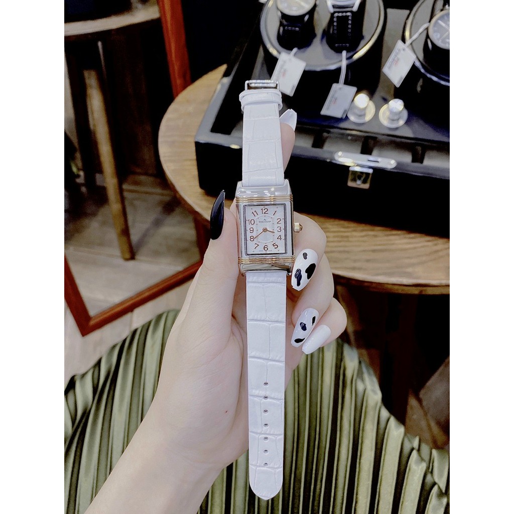 Đồng hồ nữ dây da, đồng hồ đeo tay nữ JAEGER LECOULTRE full box, phiên bản vỏ xoay cực kỳ độc đáo, cao cấp và sang chảnh