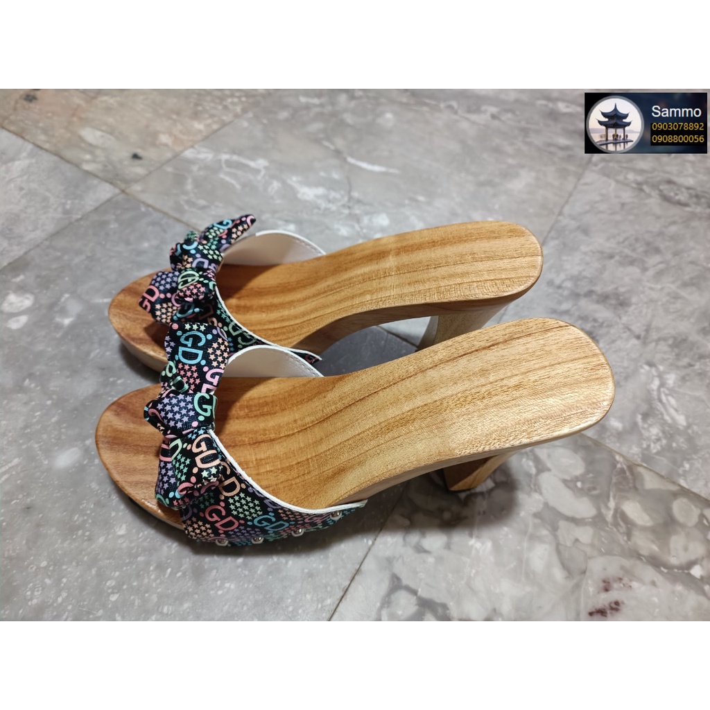Guốc Gỗ Đế Vuông Cao 7 phân