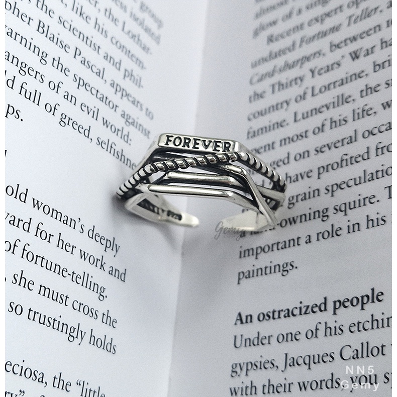 Nhẫn nam bạc Forever thiết kế mặt xoắn cá tính, độc đáo, nam tính, unisex | GEMY SILVER NN5