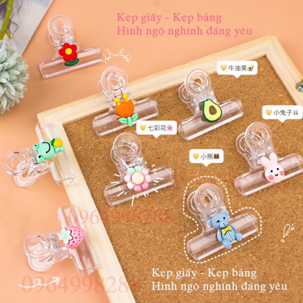 Kẹp giấy❤️Kẹp bảng Trong suốt hình ngộ nghĩnh đáng yêu