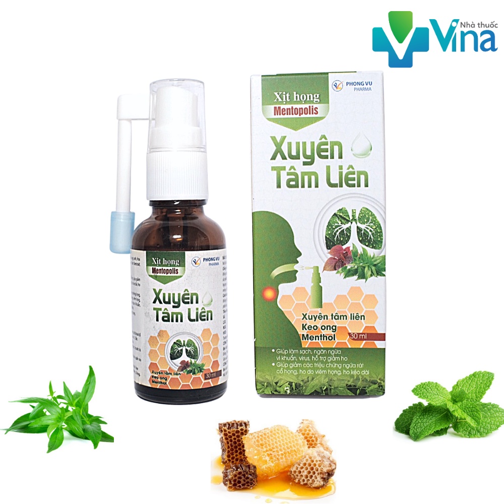 Xịt họng Xuyên Tâm Liên - Keo Ong Mentopolis 30ml