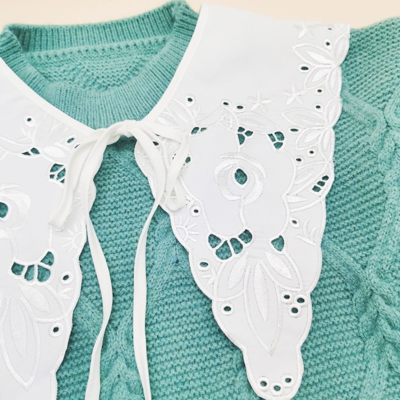 Cổ Áo Rời Cổ Bẻ Phối Ren Rỗng Thời Trang Cho Nữ