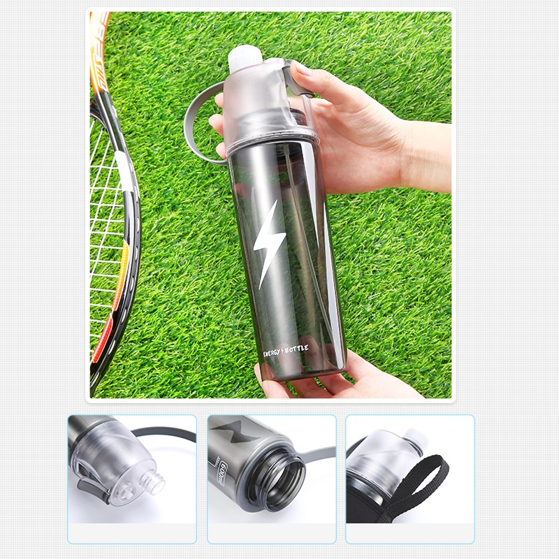 Bình đựng nước thể thao - có xịt hơi nước-  dung tích 600ml- Tặng kèm Sticker